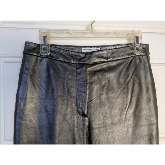 NEW Saks Fifth Avenue Folio Collection Leather Pants 10 Gray Shimmer High Rise - Picture 3 of 10